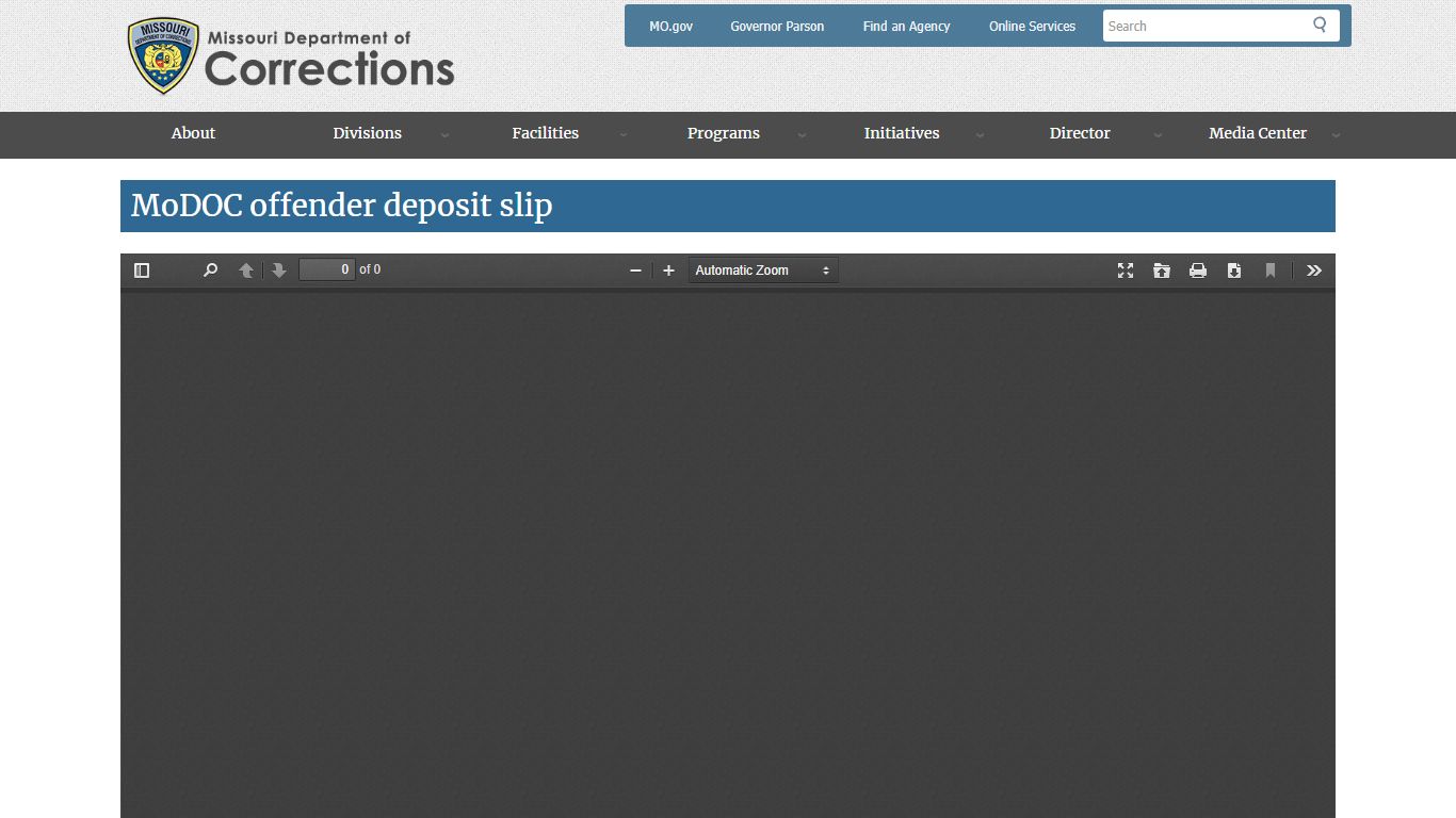 MoDOC offender deposit slip | Missouri Department of Corrections